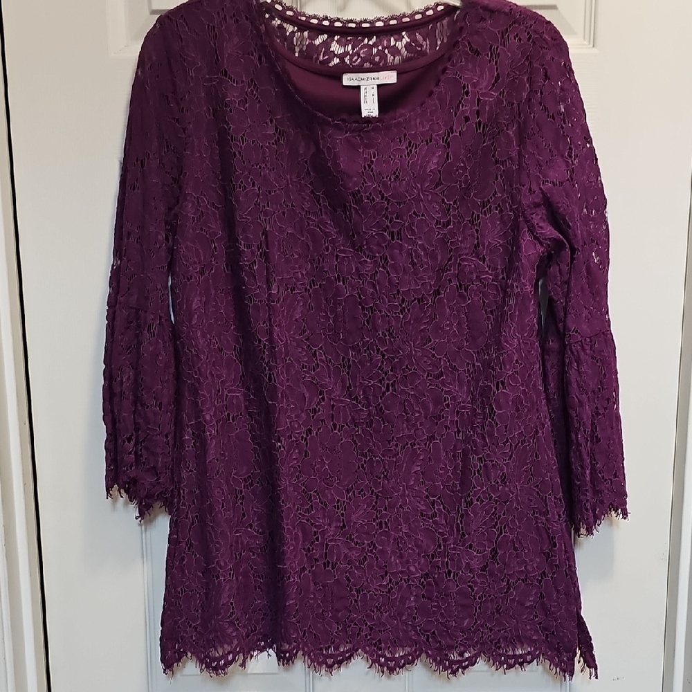 Isaac Mizrahi Deep Purple Lace Blouse